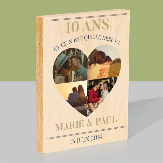 Forme Des Photos: Anniversaire De Mariage Coeur - Impression Sur Bois