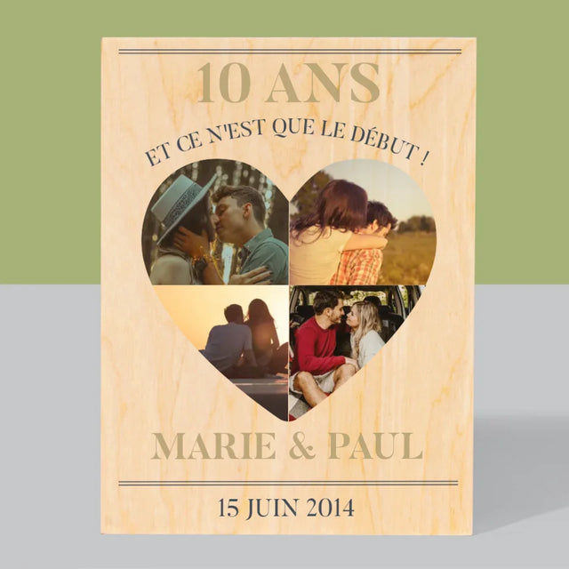 Forme Des Photos: Anniversaire De Mariage Coeur - Impression Sur Bois