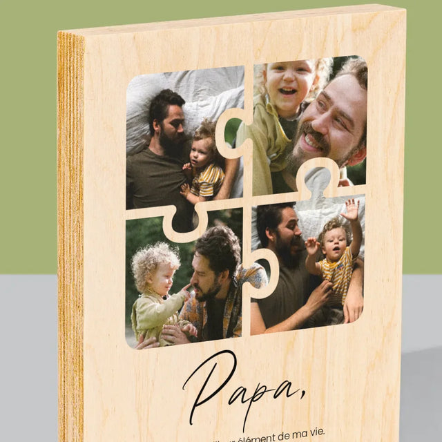 Collage Photo: Casse-Tête Pour Papa - Impression Sur Bois