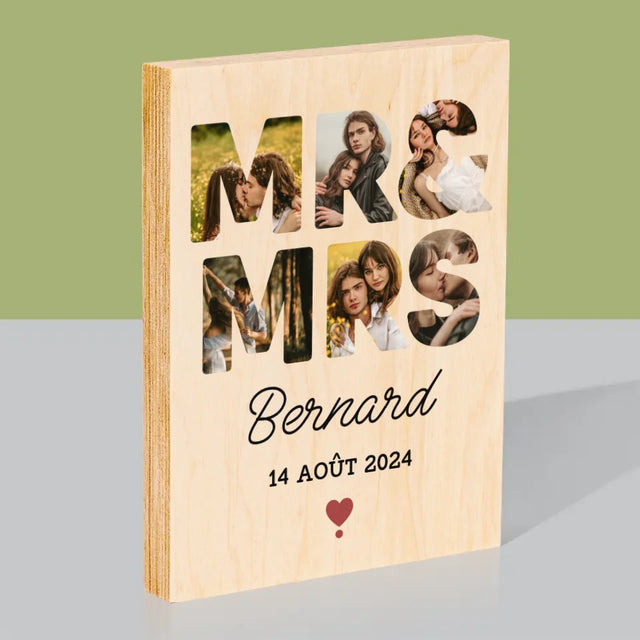 Collage Photo De Lettre: Mr&Mrs - Impression Sur Bois