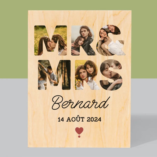 Collage Photo De Lettre: Mr&Mrs - Impression Sur Bois