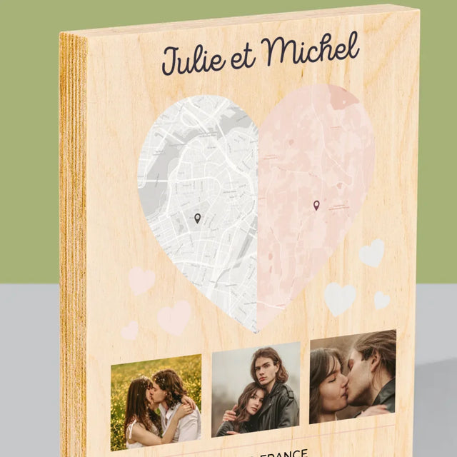 Plan De Ville: Deux Moitiés De Coeur
 - Impression Sur Bois 