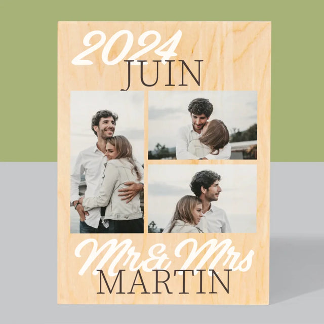 Collage Photo: Mr&Mrs Data - Impression Sur Bois