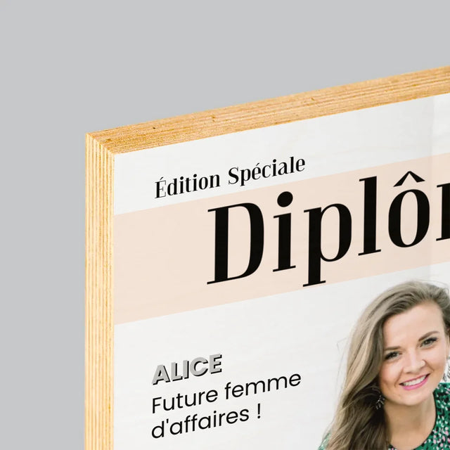 Couverture De Magazine: Diplômé : Couverture De Magazine - Impression Sur Bois