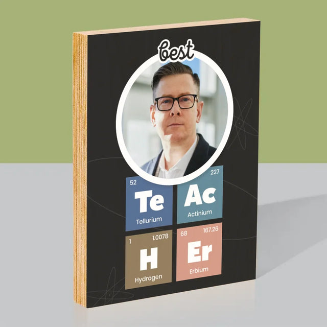 Photo Et Texte: Teacher Les Éléments - Impression Sur Bois