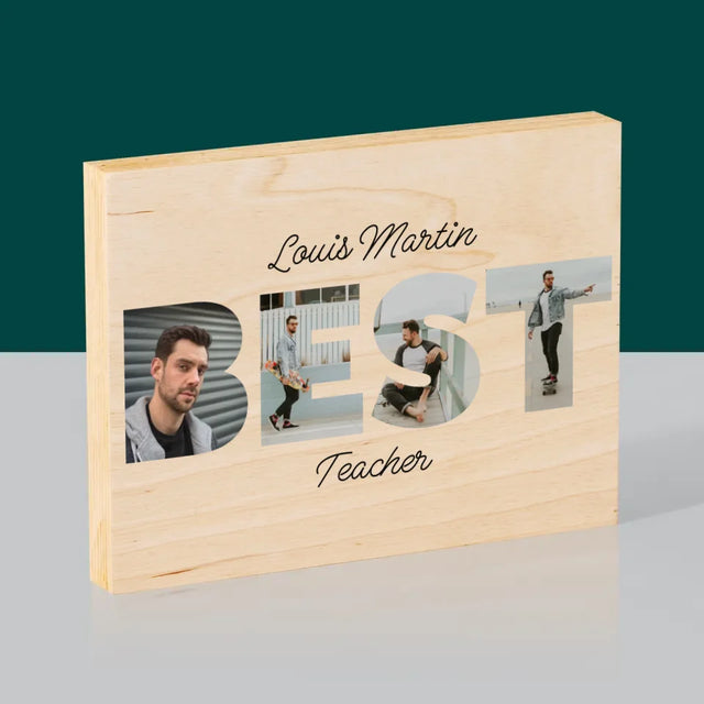 Collage Photo De Lettre: Best Teacher - Impression Sur Bois