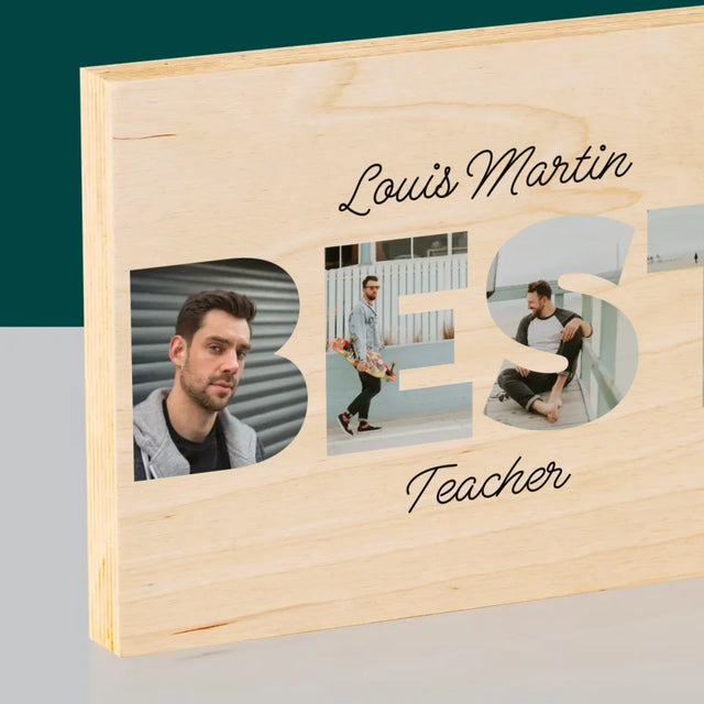 Collage Photo De Lettre: Best Teacher - Impression Sur Bois