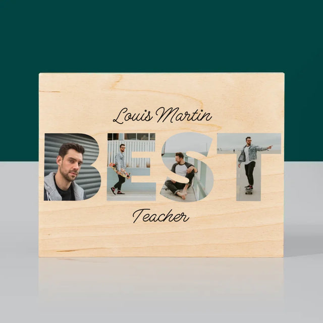 Collage Photo De Lettre: Best Teacher - Impression Sur Bois