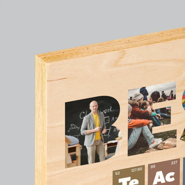 Collage Photo De Lettre: Best Teacher Les Éléments - Impression Sur Bois