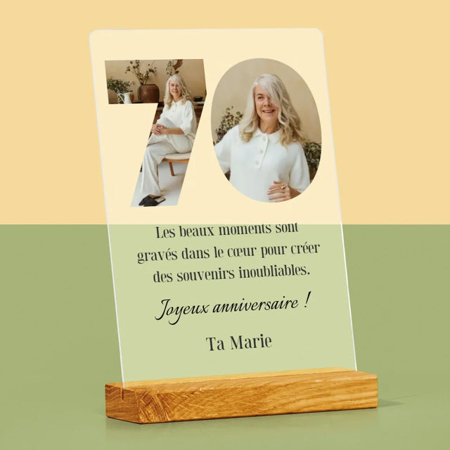 Collage Photo De Lettre: 70Ème Anniversaire - Impression Sur Verre Acrylique