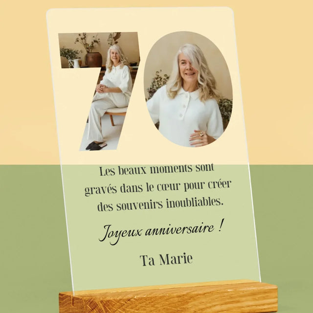 Collage Photo De Lettre: 70Ème Anniversaire - Impression Sur Verre Acrylique