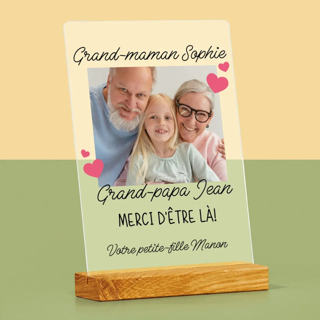 Photo Et Texte: Merci Aux Grands-Parents - Impression Sur Verre Acrylique