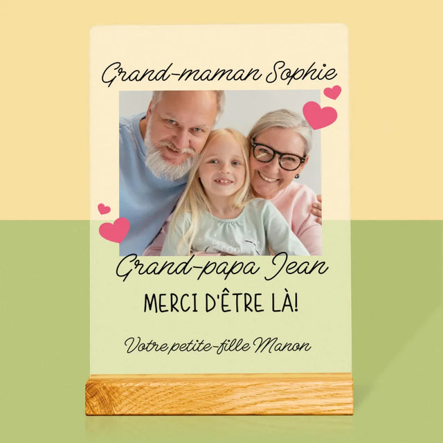 Photo Et Texte: Merci Aux Grands-Parents - Impression Sur Verre Acrylique