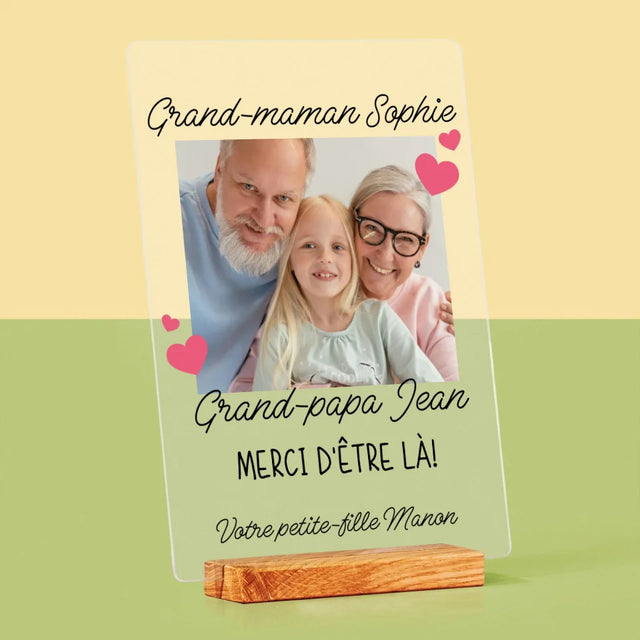 Photo Et Texte: Merci Aux Grands-Parents - Impression Sur Verre Acrylique