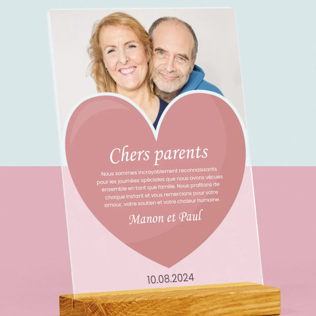 Photo Et Texte: Chers Parents - Impression Sur Verre Acrylique