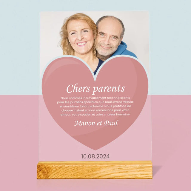 Photo Et Texte: Chers Parents - Impression Sur Verre Acrylique