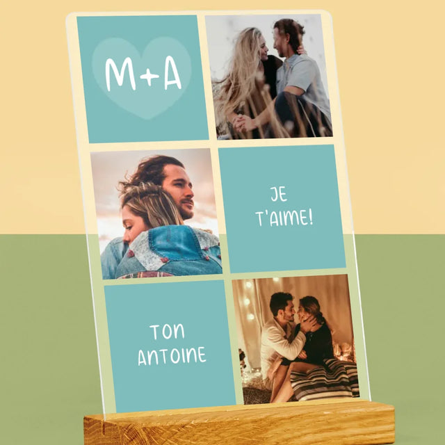 Collage Photo: Je T'Aime, Les Initiales - Impression Sur Verre Acrylique 