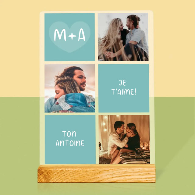 Collage Photo: Je T'Aime, Les Initiales - Impression Sur Verre Acrylique 