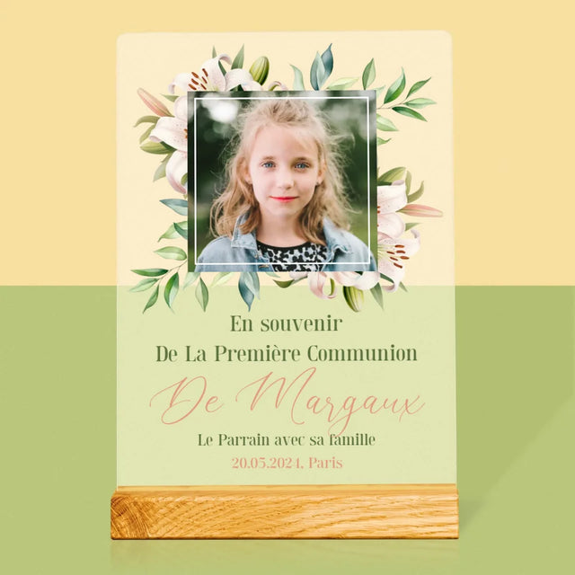 Photo Et Texte: En Souvenir De La Première Communion - Impression Sur Verre Acrylique