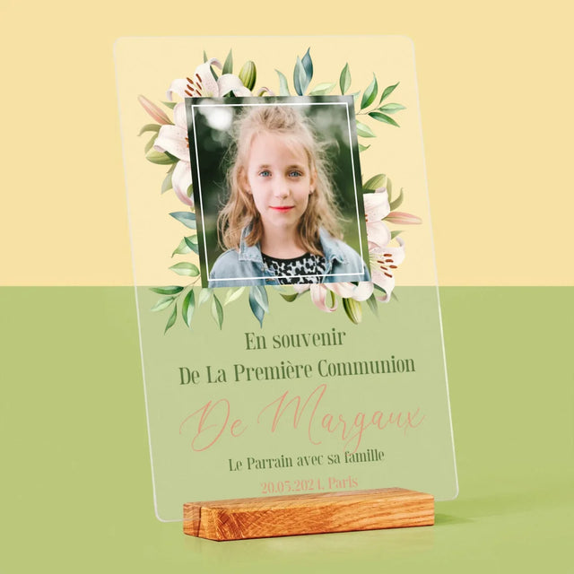 Photo Et Texte: En Souvenir De La Première Communion - Impression Sur Verre Acrylique