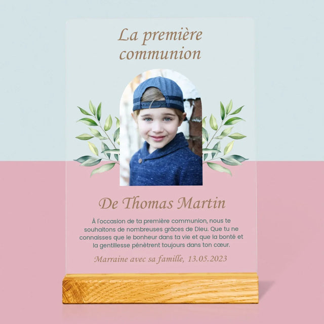 Photo Et Texte: Première Communion, Vœux - Impression Sur Verre Acrylique 