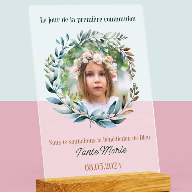 Photo Et Texte: Le Jour De La Première Communion - Impression Sur Verre Acrylique