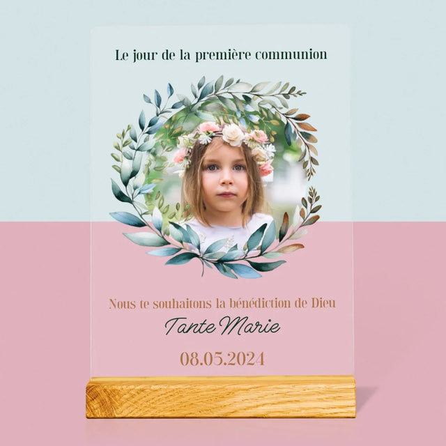 Photo Et Texte: Le Jour De La Première Communion - Impression Sur Verre Acrylique