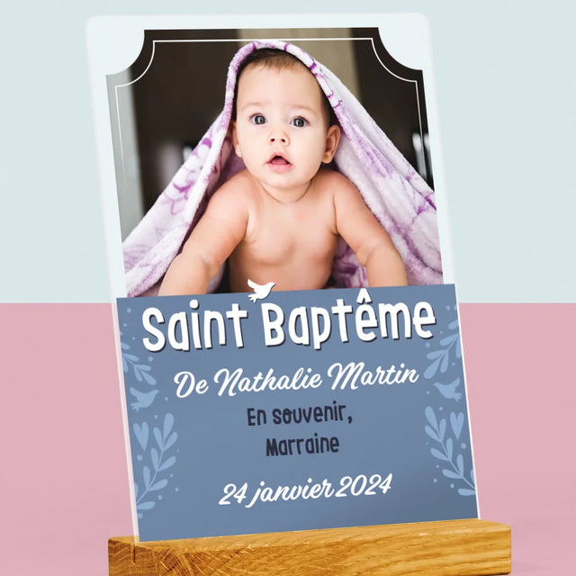 Photo Et Texte: Saint Baptême - Impression Sur Verre Acrylique