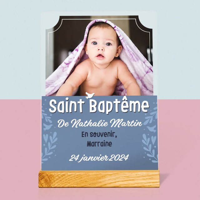 Photo Et Texte: Saint Baptême - Impression Sur Verre Acrylique