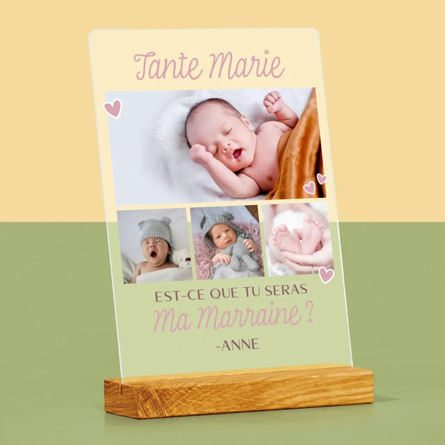 Collage Photo: Est-Ce Que Tu Seras Ma Marraine ?  - Impression Sur Verre Acrylique
