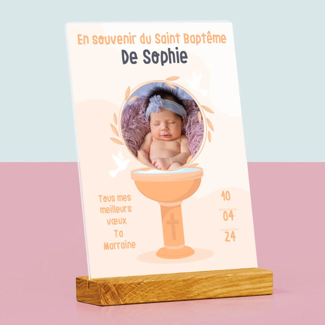 Photo Et Texte: En Souvenir Du Saint Baptême - Impression Sur Verre Acrylique