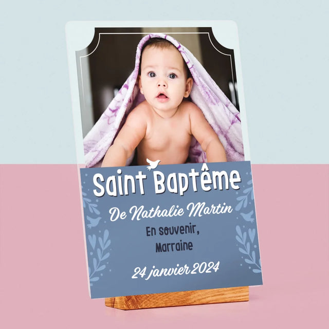 Photo Et Texte: Saint Baptême - Impression Sur Verre Acrylique