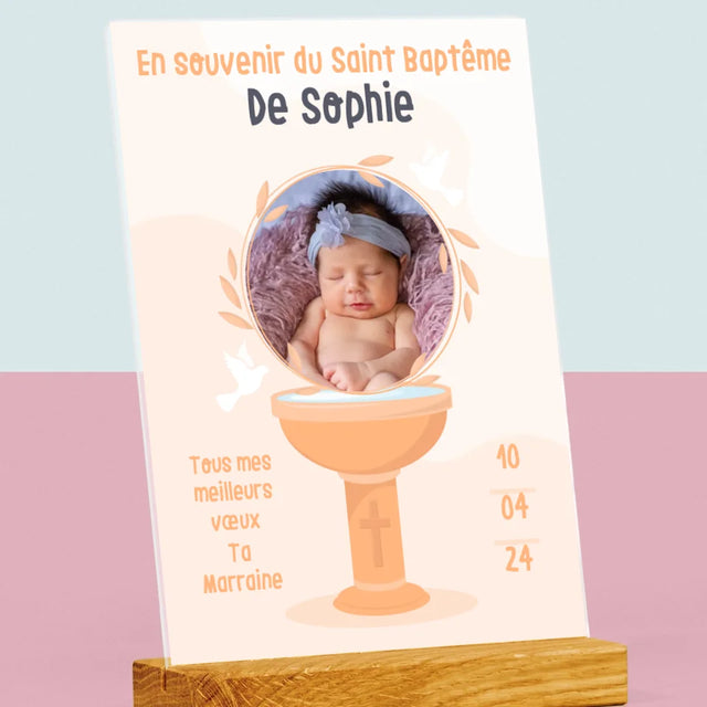 Photo Et Texte: En Souvenir Du Saint Baptême - Impression Sur Verre Acrylique