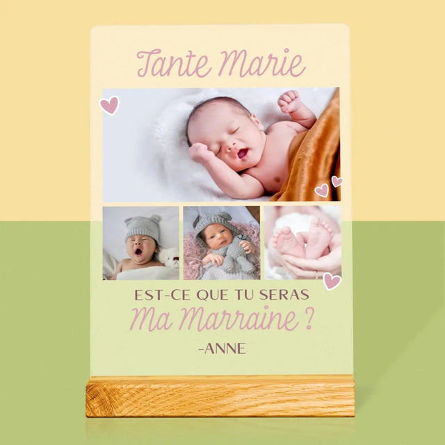 Collage Photo: Est-Ce Que Tu Seras Ma Marraine ?  - Impression Sur Verre Acrylique
