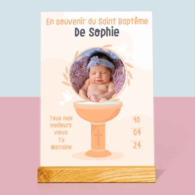 Photo Et Texte: En Souvenir Du Saint Baptême - Impression Sur Verre Acrylique