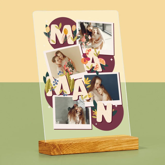 Collage Photo: Le Lettres Maman - Impression Sur Verre Acrylique