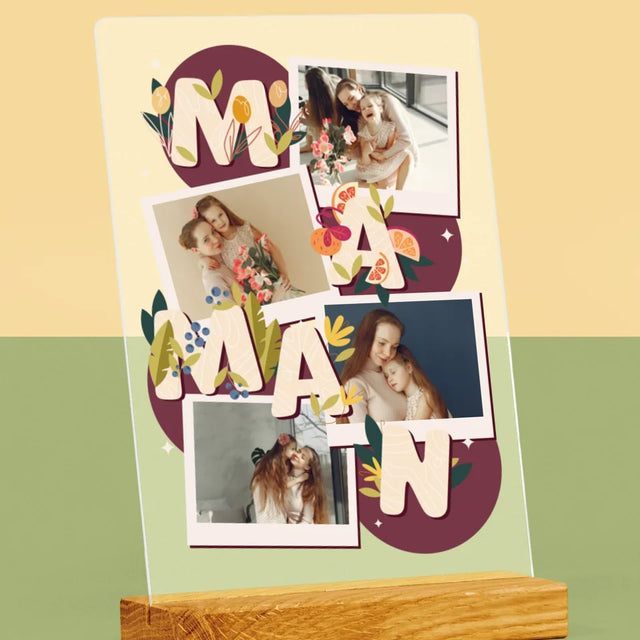 Collage Photo: Le Lettres Maman - Impression Sur Verre Acrylique