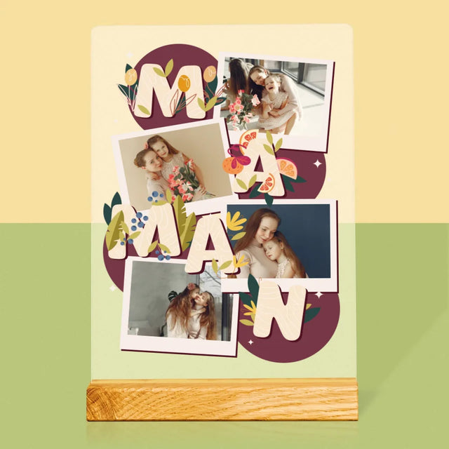 Collage Photo: Le Lettres Maman - Impression Sur Verre Acrylique