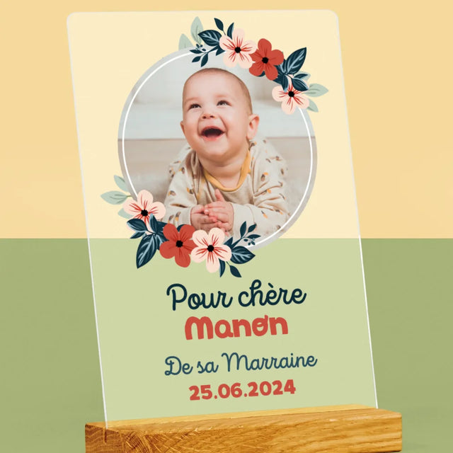 Photo Et Texte: Pour L'Enfant Des Parrains Et Marraines - Impression Sur Verre Acrylique