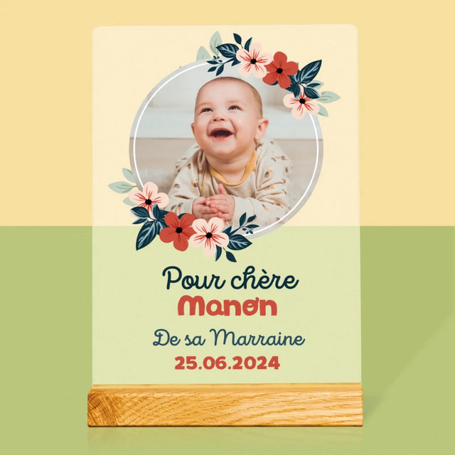 Photo Et Texte: Pour L'Enfant Des Parrains Et Marraines - Impression Sur Verre Acrylique