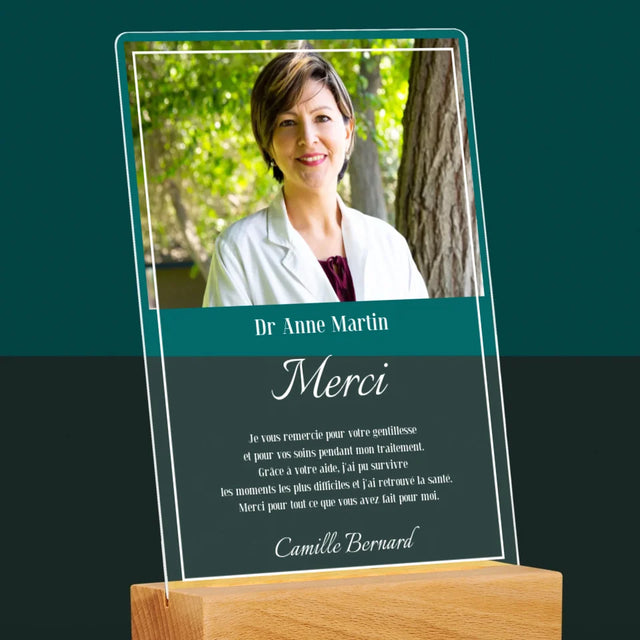 La Photo Et Un Texte: Docteur Merci - Impression Sur Verre Acrylique