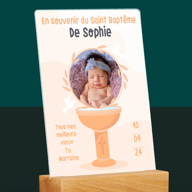 Photo Et Texte: En Souvenir Du Saint Baptême - Impression Sur Verre Acrylique