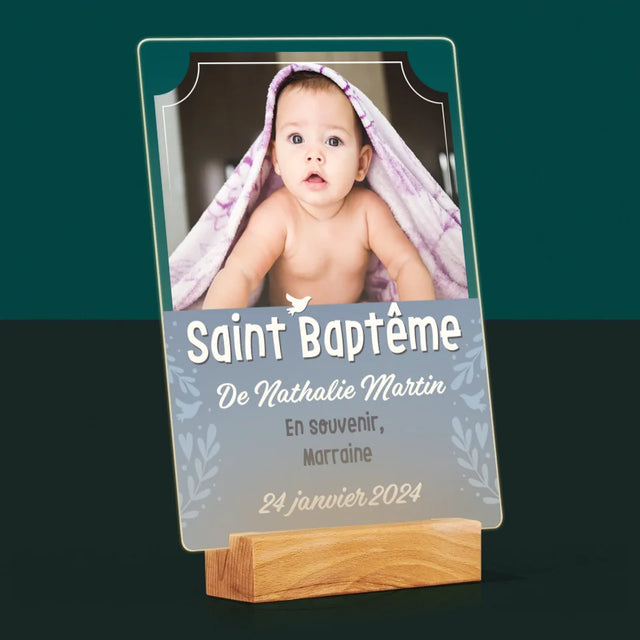 Photo Et Texte: Saint Baptême - Impression Sur Verre Acrylique