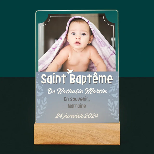 Photo Et Texte: Saint Baptême - Impression Sur Verre Acrylique