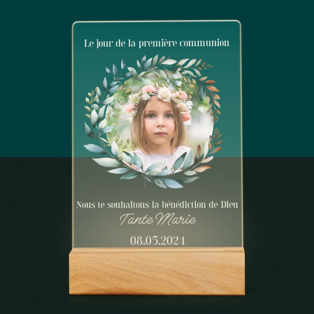 Photo Et Texte: Le Jour De La Première Communion - Impression Sur Verre Acrylique