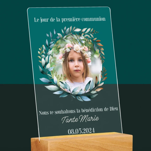 Photo Et Texte: Le Jour De La Première Communion - Impression Sur Verre Acrylique