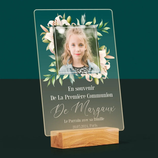 Photo Et Texte: En Souvenir De La Première Communion - Impression Sur Verre Acrylique