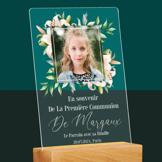 Photo Et Texte: En Souvenir De La Première Communion - Impression Sur Verre Acrylique