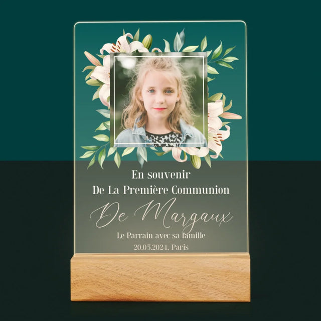 Photo Et Texte: En Souvenir De La Première Communion - Impression Sur Verre Acrylique