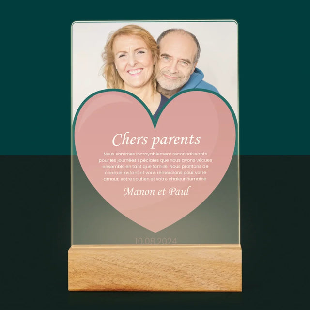 Photo Et Texte: Chers Parents - Impression Sur Verre Acrylique